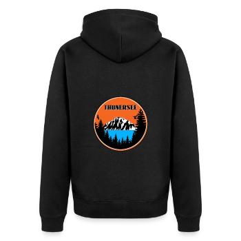 Thunersee - Unisex Premium Bio Zip Hoodie - Schwarz - Hinten - Nico (187cm)