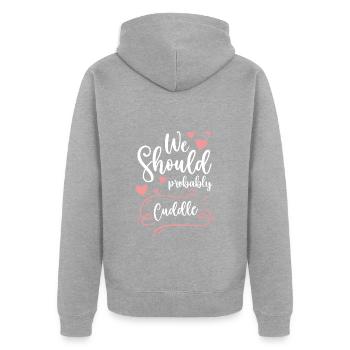 Kuscheln Teddybär Beziehung Zuneigung - Unisex Premium Bio Zip Hoodie - Grau meliert - Hinten - Nico (187cm)