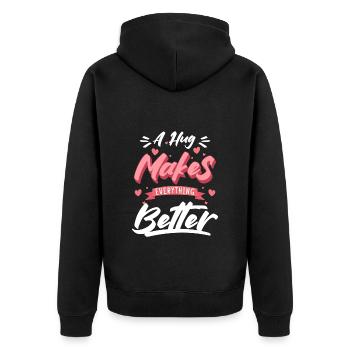 Schmusen Teddybär Süß Romantisch - Unisex Premium Bio Zip Hoodie - Schwarz - Hinten - Nico (187cm)