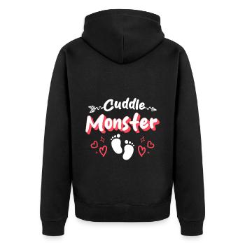 Kuscheln Umarmung Beziehung - Unisex Premium Bio Zip Hoodie - Schwarz - Hinten - Nico (187cm)
