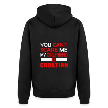 Kroatin Girlfriend - Unisex Premium Bio Zip Hoodie - Schwarz - Hinten - Nico (187cm)