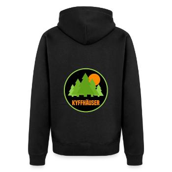 Kyffhäuser - Unisex Premium Bio Zip Hoodie - Schwarz - Hinten - Nico (187cm)
