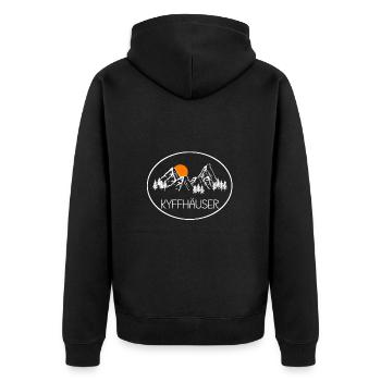 Kyffhäuser - Unisex Premium Bio Zip Hoodie - Schwarz - Hinten - Nico (187cm)