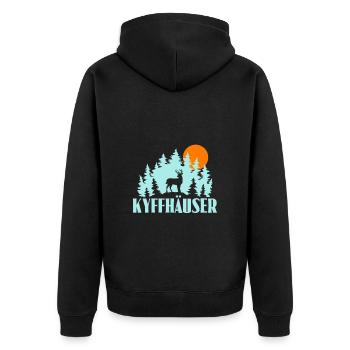 Kyffhäuser - Unisex Premium Bio Zip Hoodie - Schwarz - Hinten - Nico (187cm)