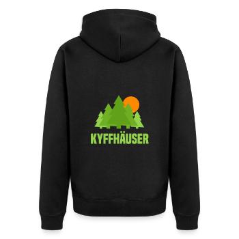 Kyffhäuser - Unisex Premium Bio Zip Hoodie - Schwarz - Hinten - Nico (187cm)
