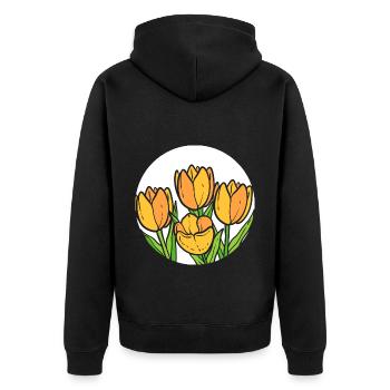 Gelbe Tulpen Florist - Unisex Premium Bio Zip Hoodie - Schwarz - Hinten - Nico (187cm)