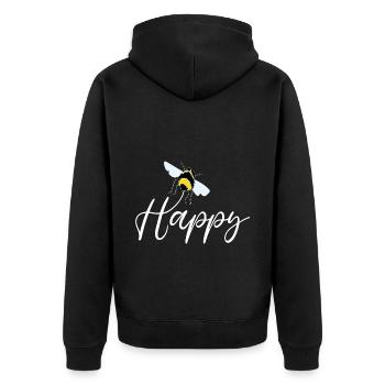 Bee Happy - Unisex Premium Organic Zip Hoodie - black - Back - Nico (187cm)