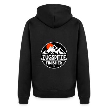 Zugspitze Finisher - Unisex Premium Bio Zip Hoodie - Schwarz - Hinten - Nico (187cm)