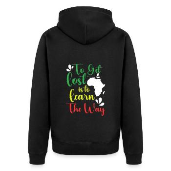 Safari Elefant Urlaub - Unisex Premium Bio Zip Hoodie - Schwarz - Hinten - Nico (187cm)