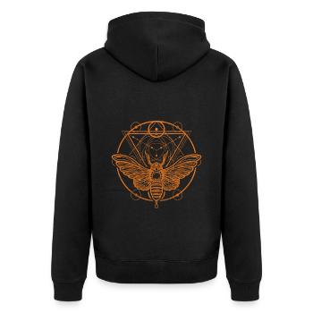 Rune Sun Gothic - Unisex Premium Organic Zip Hoodie - black - Back - Nico (187cm)