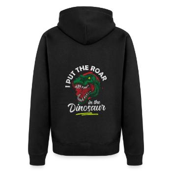 Saurier Urzeit Velociraptor Kinder - Unisex Premium Bio Zip Hoodie - Schwarz - Hinten - Nico (187cm)