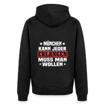 Erlangen - Unisex Premium Bio Zip Hoodie - Schwarz - Hinten - Nico (187cm)
