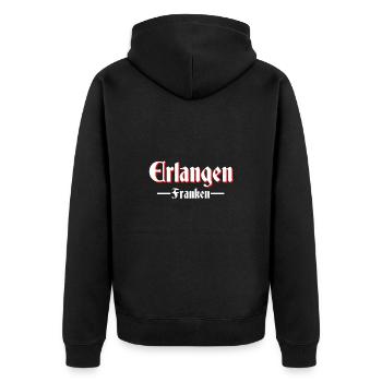 Erlangen - Unisex Premium Bio Zip Hoodie - Schwarz - Hinten - Nico (187cm)