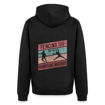 Fechten Sportart Sportfechten Kampfsport - Unisex Premium Bio Zip Hoodie - Schwarz - Hinten - Nico (187cm)
