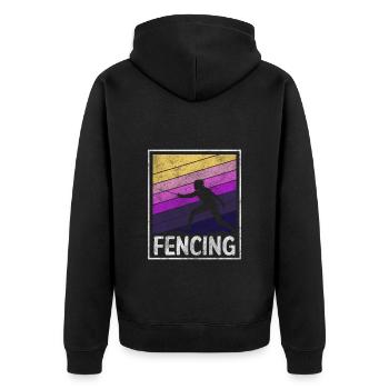 Fechten Sportfechten Tradition - Unisex Premium Bio Zip Hoodie - Schwarz - Hinten - Nico (187cm)