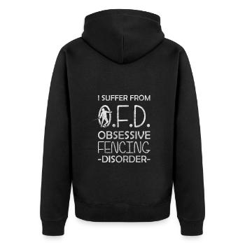 Fechter Duell Maske Kampfsport - Unisex Premium Bio Zip Hoodie - Schwarz - Hinten - Nico (187cm)