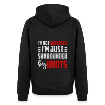 Black Humor Party WItz - Unisex Premium Organic Zip Hoodie - black - Back - Nico (187cm)