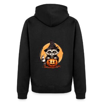 Halloween Mignon Raton Laveur Creepy Pumpkin Wizard - Veste à capuche bio Premium Unisexe - noir - Dos - Nico (187cm)