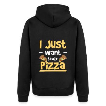 Fast Food Pizzaliebhaber Salami Käse - Unisex Premium Bio Zip Hoodie - Schwarz - Hinten - Nico (187cm)