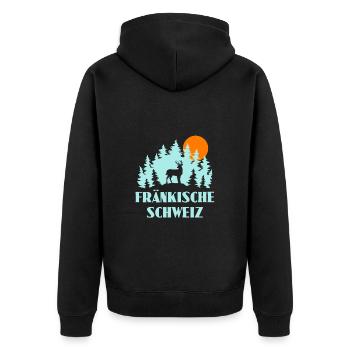 Fränkische Schweiz - Unisex Premium Bio Zip Hoodie - Schwarz - Hinten - Nico (187cm)