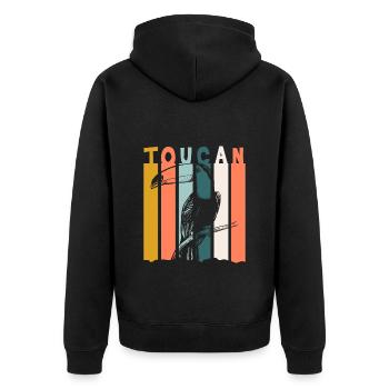 Toucan Dschungel Natur Südamerika - Unisex Premium Bio Zip Hoodie - Schwarz - Hinten - Nico (187cm)