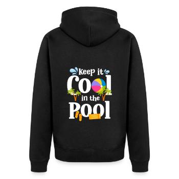 Pool Pool Party Schwimmer Freizeit - Unisex Premium Bio Zip Hoodie - Schwarz - Hinten - Nico (187cm)