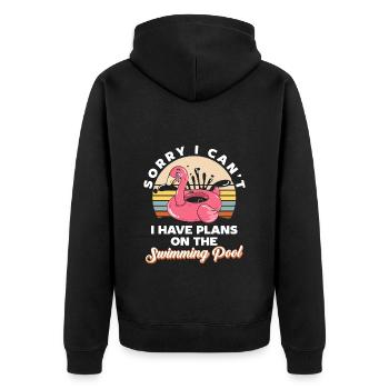 Swmming Pool Partymonster Partyzeit Sonne - Unisex Premium Bio Zip Hoodie - Schwarz - Hinten - Nico (187cm)