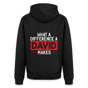 What A Difference A David Makes - Unisex Premium Organic Zip Hoodie - black - Back - Nico (187cm)