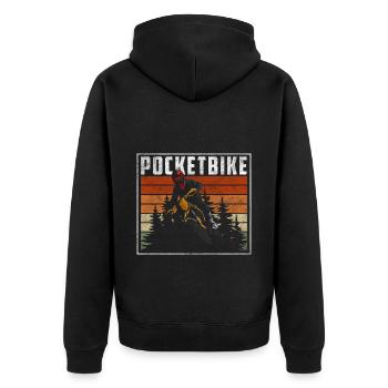 Pocket Bike Motocross Mud Terrain - Unisex Premium Organic Zip Hoodie - black - Back - Nico (187cm)