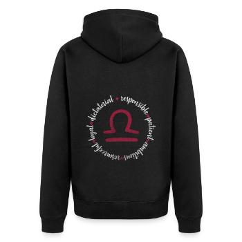 Libra Birth September Characteristics - Unisex Premium Organic Zip Hoodie - black - Back - Nico (187cm)
