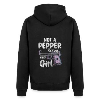 Waffe Pistole Sportschießen Krieg - Unisex Premium Bio Zip Hoodie - Schwarz - Hinten - Nico (187cm)
