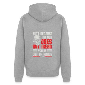 Waffen Handfeuerwaffe Sportschießen Waffenbesitzer - Unisex Premium Bio Zip Hoodie - Grau meliert - Hinten - Nico (187cm)