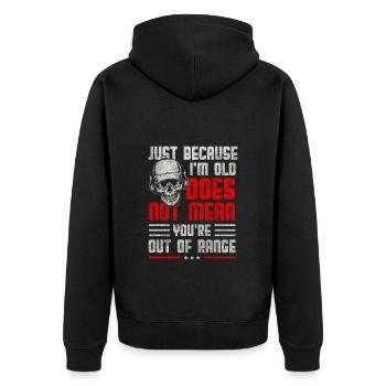 Waffen Handfeuerwaffe Sportschießen Waffenbesitzer - Unisex Premium Bio Zip Hoodie - Schwarz - Hinten - Nico (187cm)