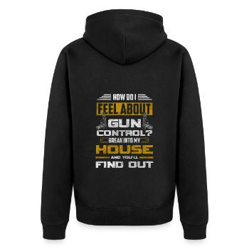 Waffen Gewalt Schießen Revolver - Unisex Premium Bio Zip Hoodie - Schwarz - Hinten - Nico (187cm)