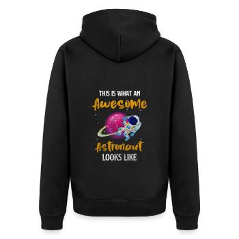 Astronaut Spaceflight Weightless Galaxy - Unisex Premium Organic Zip Hoodie - black - Back - Nico (187cm)