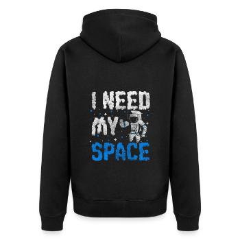 Weltraum Planeten Raumanzug Rakete - Unisex Premium Bio Zip Hoodie - Schwarz - Hinten - Nico (187cm)
