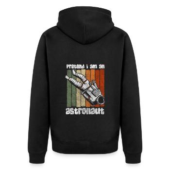 Astronaut Kosmos - Unisex Premium Bio Zip Hoodie - Schwarz - Hinten - Nico (187cm)