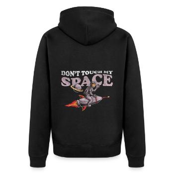 Weltall Planet Raumanzug Rakete - Unisex Premium Bio Zip Hoodie - Schwarz - Hinten - Nico (187cm)
