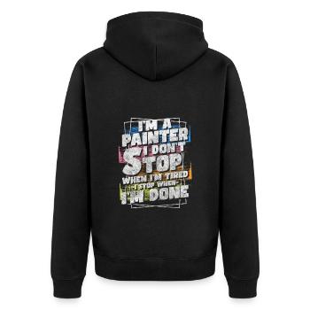 Painter Profession Paint Paint Roller - Unisex Premium Organic Zip Hoodie - black - Back - Nico (187cm)
