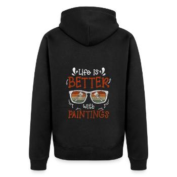 Artist Art Color - Unisex Premium Organic Zip Hoodie - black - Back - Nico (187cm)