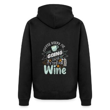Kaffeeliebhaber Kaffeebohne Energie - Unisex Premium Bio Zip Hoodie - Schwarz - Hinten - Nico (187cm)