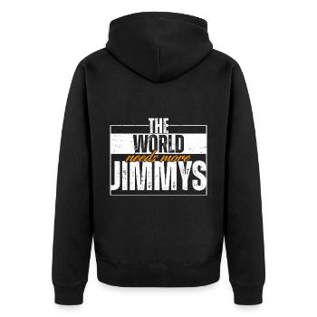 Die Welt braucht mehr Jimmys - Unisex Premium Bio Zip Hoodie - Schwarz - Hinten - Nico (187cm)
