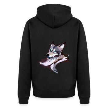 wolf - Unisex Premium Organic Zip Hoodie - black - Back - Nico (187cm)