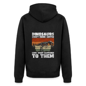 Kaffeeliebhaber Frühstück Coffeeshop - Unisex Premium Bio Zip Hoodie - Schwarz - Hinten - Nico (187cm)