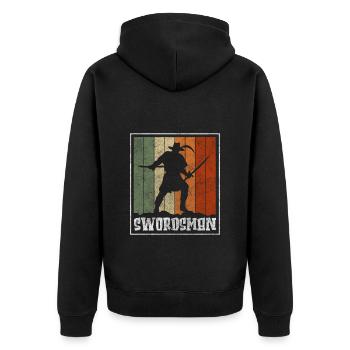 Schwertkampf Krieger Japan - Unisex Premium Bio Zip Hoodie - Schwarz - Hinten - Nico (187cm)