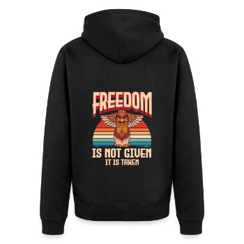 Indianisch Schädel Feder - Unisex Premium Bio Zip Hoodie - Schwarz - Hinten - Nico (187cm)