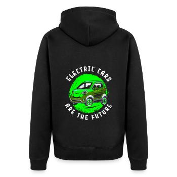 Elektromobilität Auto Strom Klimaschutz - Unisex Premium Bio Zip Hoodie - Schwarz - Hinten - Nico (187cm)