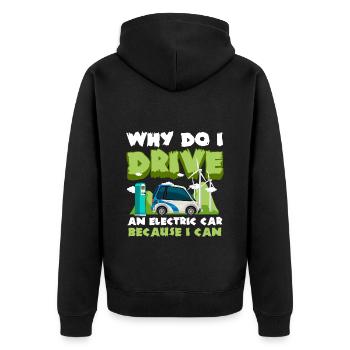E-Auto Save the Planet Umweltschutz - Unisex Premium Bio Zip Hoodie - Schwarz - Hinten - Nico (187cm)