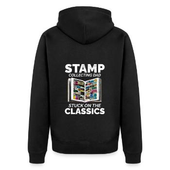 Timbre-poste vintage Collector Papa Philatéliste - Veste à capuche bio Premium Unisexe - noir - Dos - Nico (187cm)