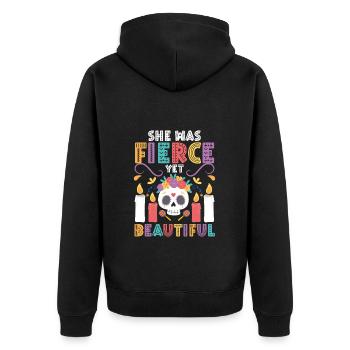 Dia de Muertos Bunt Muertos Skelett - Unisex Premium Bio Zip Hoodie - Schwarz - Hinten - Nico (187cm)